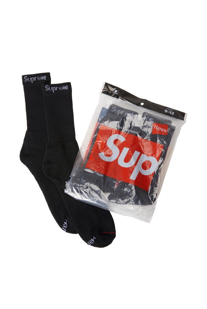 Supreme Hanes 4-Pack Socks Black