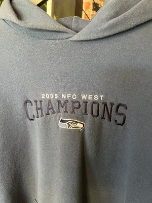 
                  
                    Load image into Gallery viewer, Vintage 2005 Seahawks NFC West Champions Hoodie Size L
                  
                