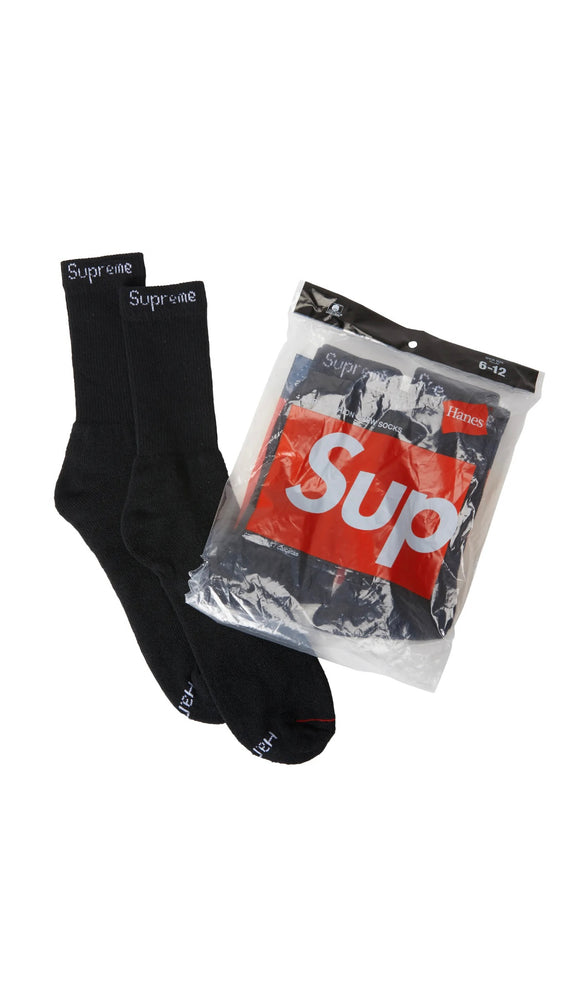 Supreme Hanes Crew Socks (4 pack) Black