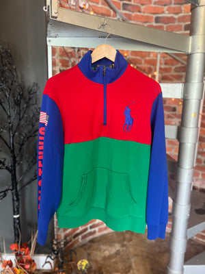 
                  
                    Load image into Gallery viewer, Polo Ralph Lauren Tennis Half Zip Fleece Sz M
                  
                