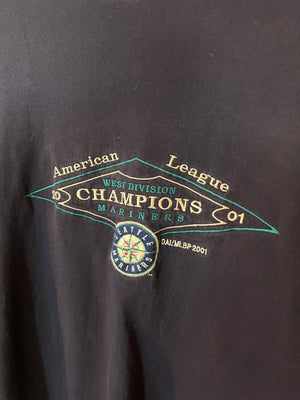 
                  
                    Load image into Gallery viewer, Vintage 2001 Seattle Mariners Western Division Champion Long Sleeve Tee Sz M
                  
                