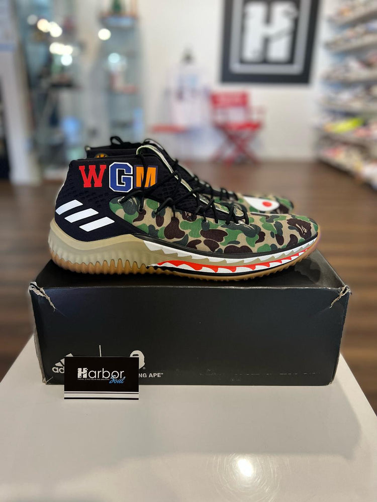 
                  
                    Load image into Gallery viewer, adidas Dame 4 A Bathing Ape Camo Sz. 15 Preowned
                  
                
